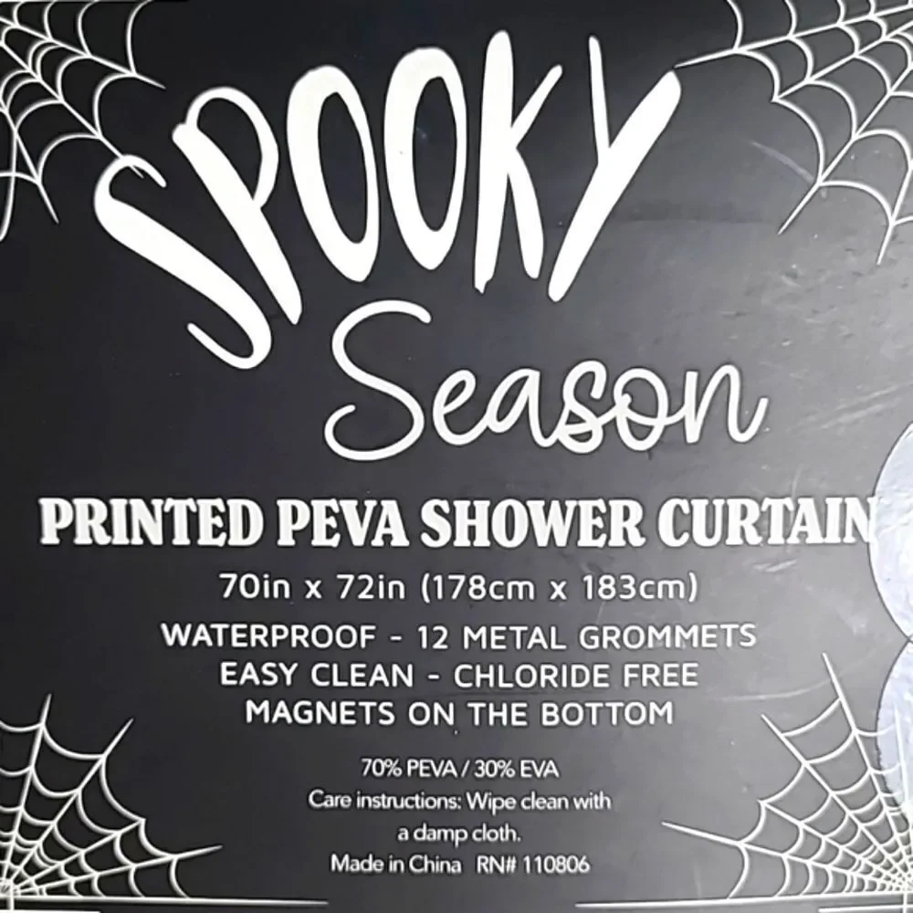 Halloween Black & White Pumpkin Faces Shower Curtain, 70